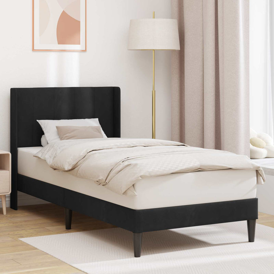 Bedframe met hoofdeinde Zwart 90 x 200 cm Fluweel