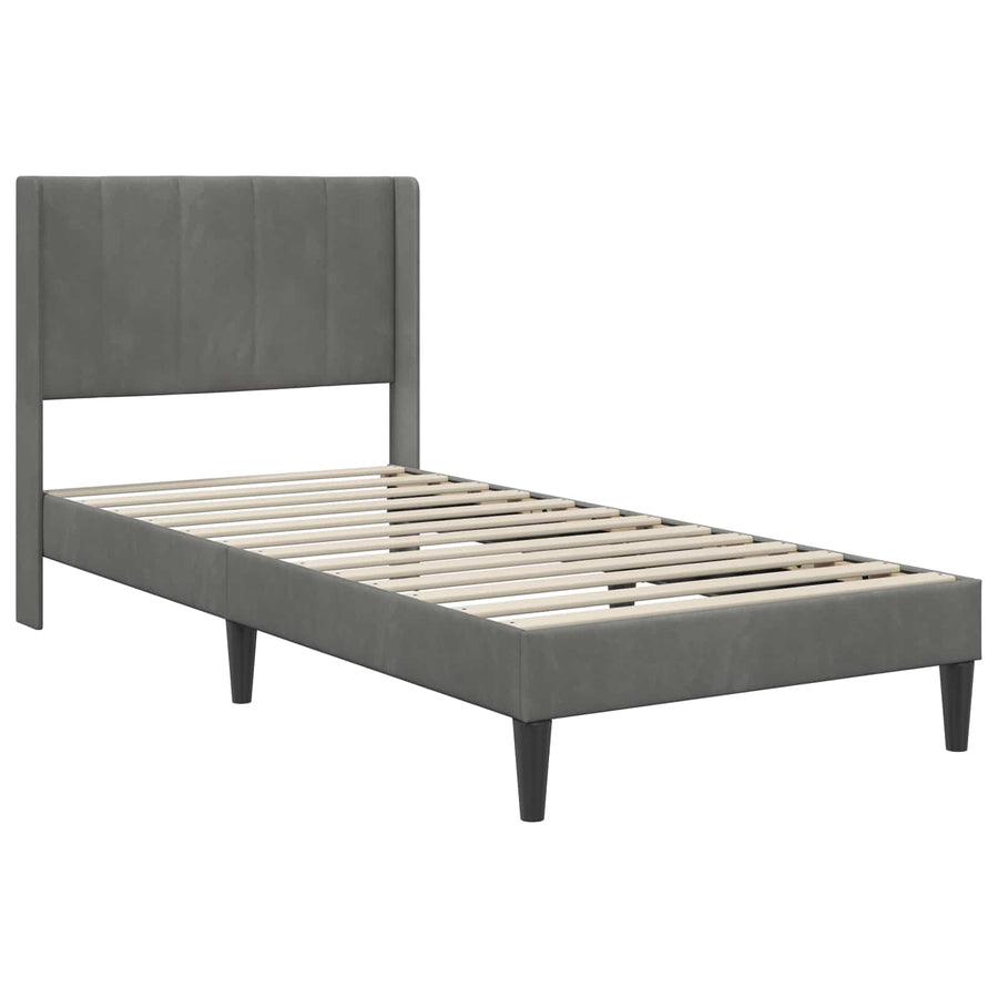 Bedframe met hoofdeinde Donkergrijs 100 x 200 cm Fluweel
