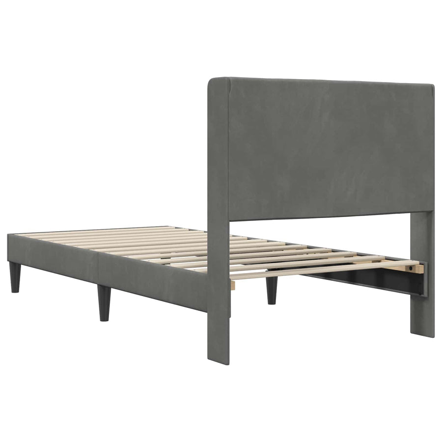 Bedframe met hoofdeinde Donkergrijs 100 x 200 cm Fluweel