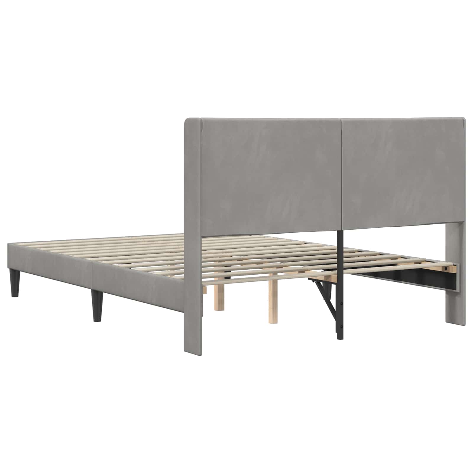 Bedframe met hoofdeinde Lichtgrijs 140 x 190 cm Fluweel