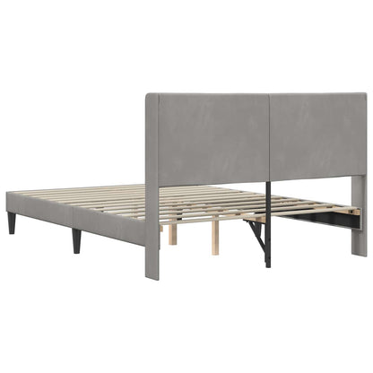 Bedframe met hoofdeinde Lichtgrijs 140 x 190 cm Fluweel