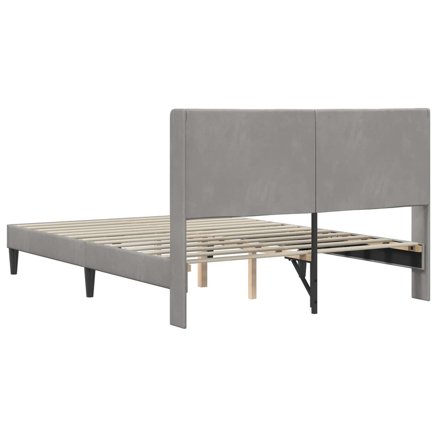 Bedframe met hoofdeinde Lichtgrijs 140 x 190 cm Fluweel