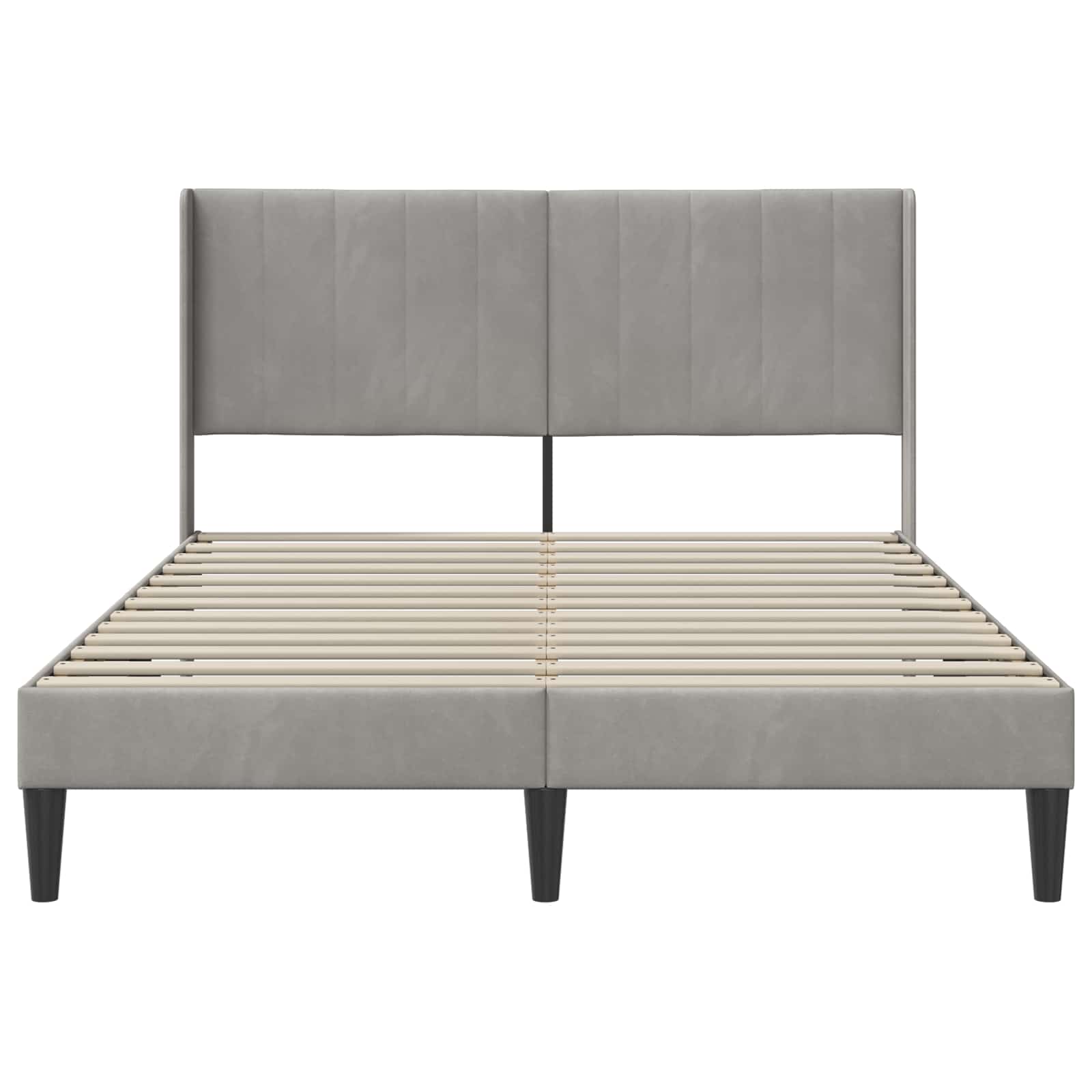 Bedframe met hoofdeinde Lichtgrijs 140 x 190 cm Fluweel