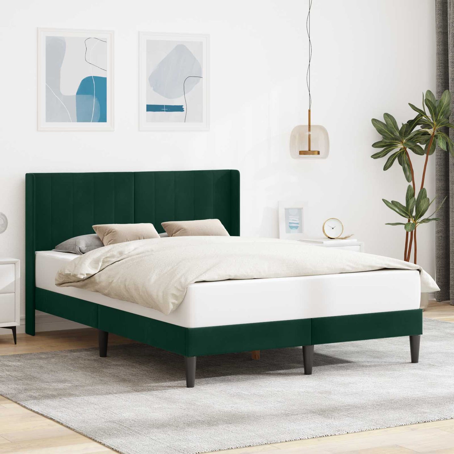 Bedframe met hoofdeinde Donkergroen 140 x 190 cm Fluweel