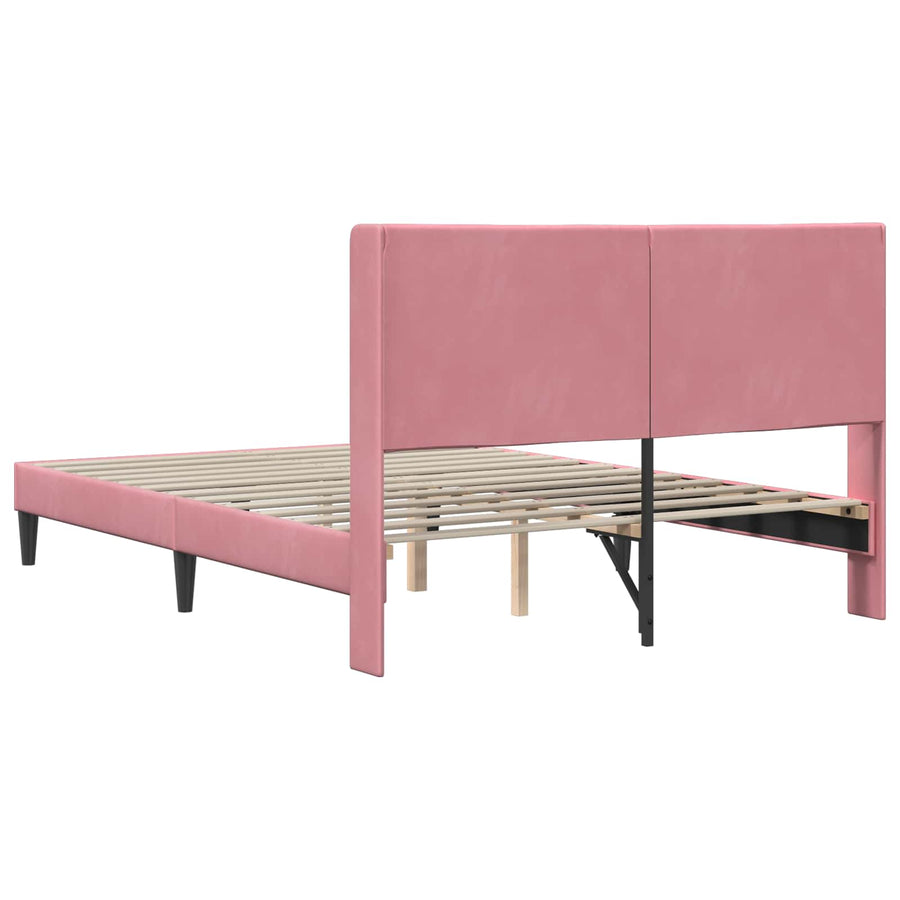 Bedframe met hoofdeinde Roze 140 x 190 cm Fluweel