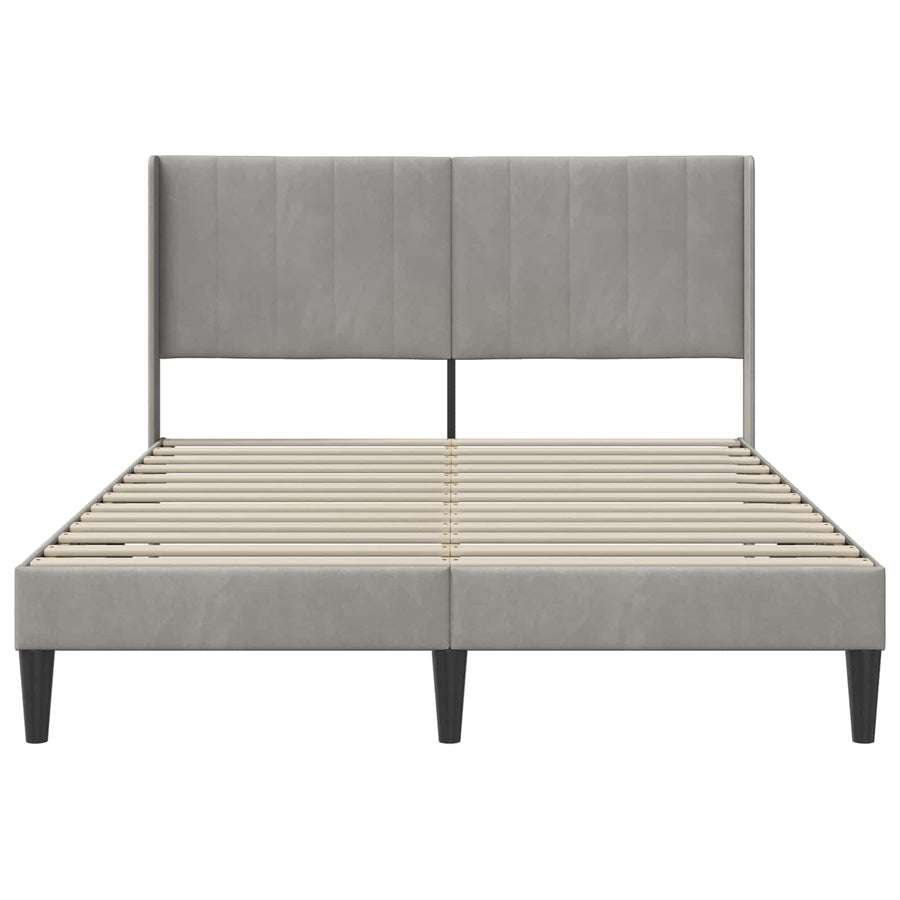 Bedframe met hoofdeinde Lichtgrijs 140 x 200 cm Fluweel
