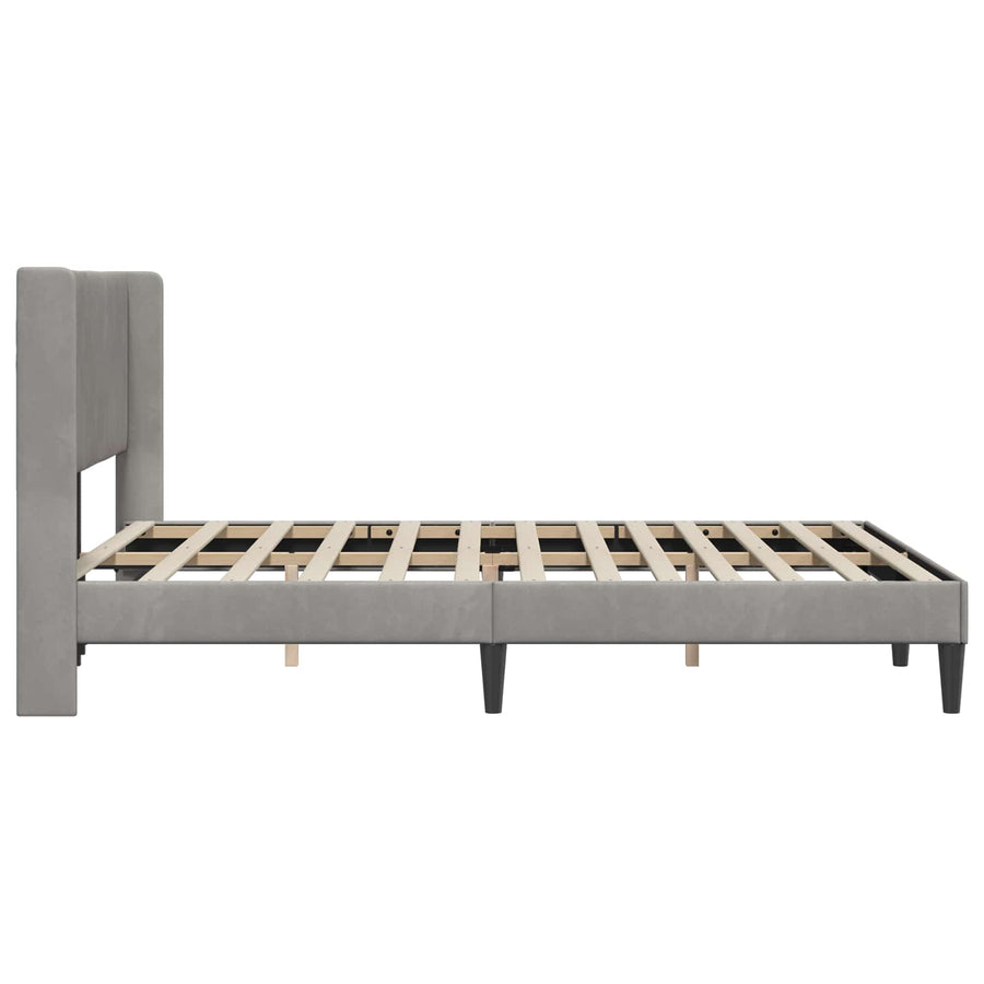 Bedframe met hoofdeinde Lichtgrijs 140 x 200 cm Fluweel