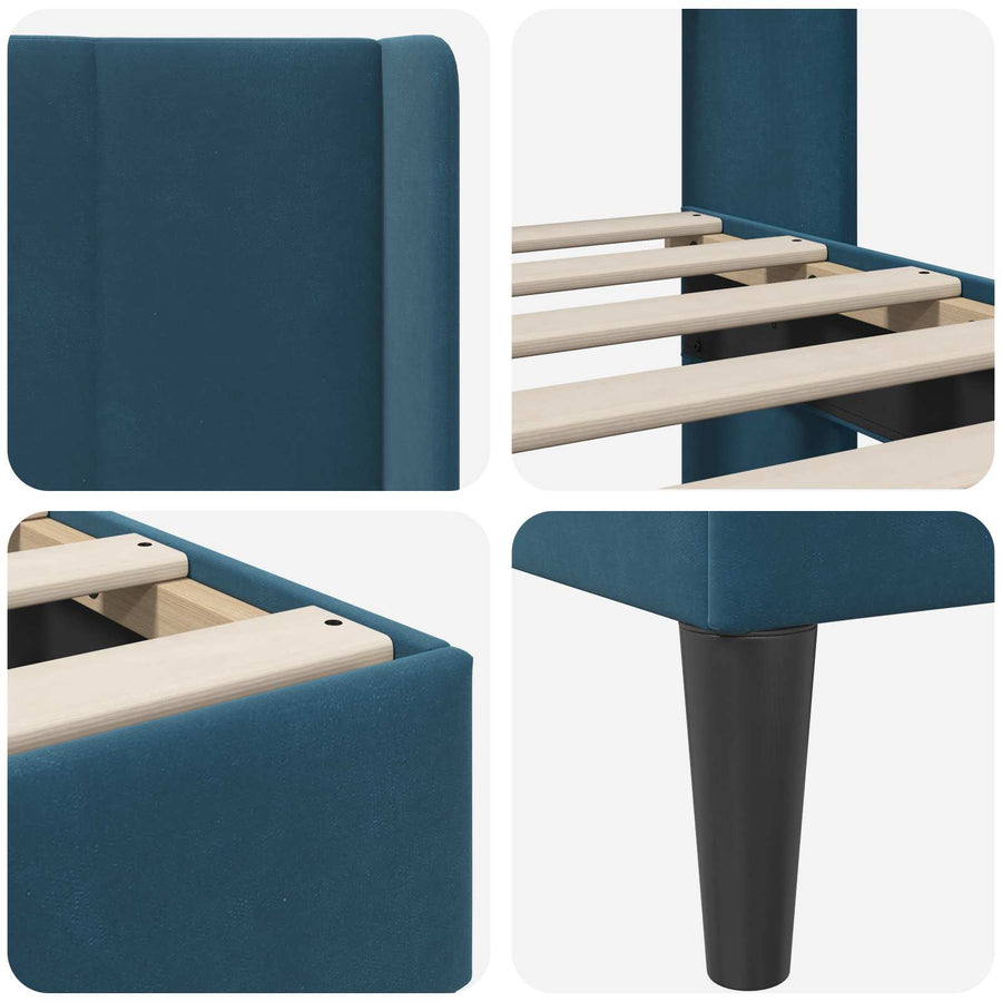 Bedframe met hoofdeinde Blauw 160 x 200 cm Fluweel