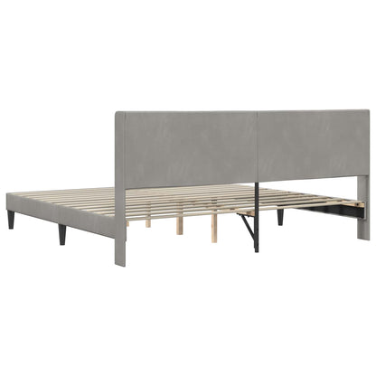 Bedframe met hoofdeinde Lichtgrijs 180 x 200 cm Fluweel