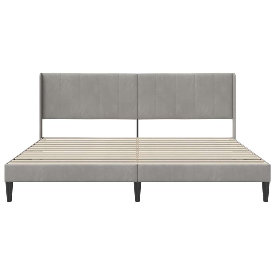 Bedframe met hoofdeinde Lichtgrijs 180 x 200 cm Fluweel