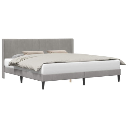 Bedframe met hoofdeinde Lichtgrijs 200 x 200 cm Fluweel