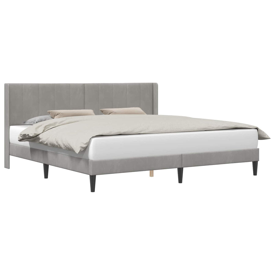 Bedframe met hoofdeinde Lichtgrijs 200 x 200 cm Fluweel
