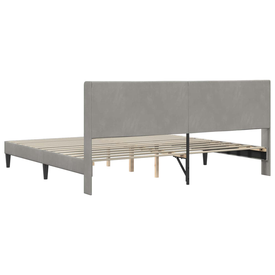 Bedframe met hoofdeinde Lichtgrijs 200 x 200 cm Fluweel