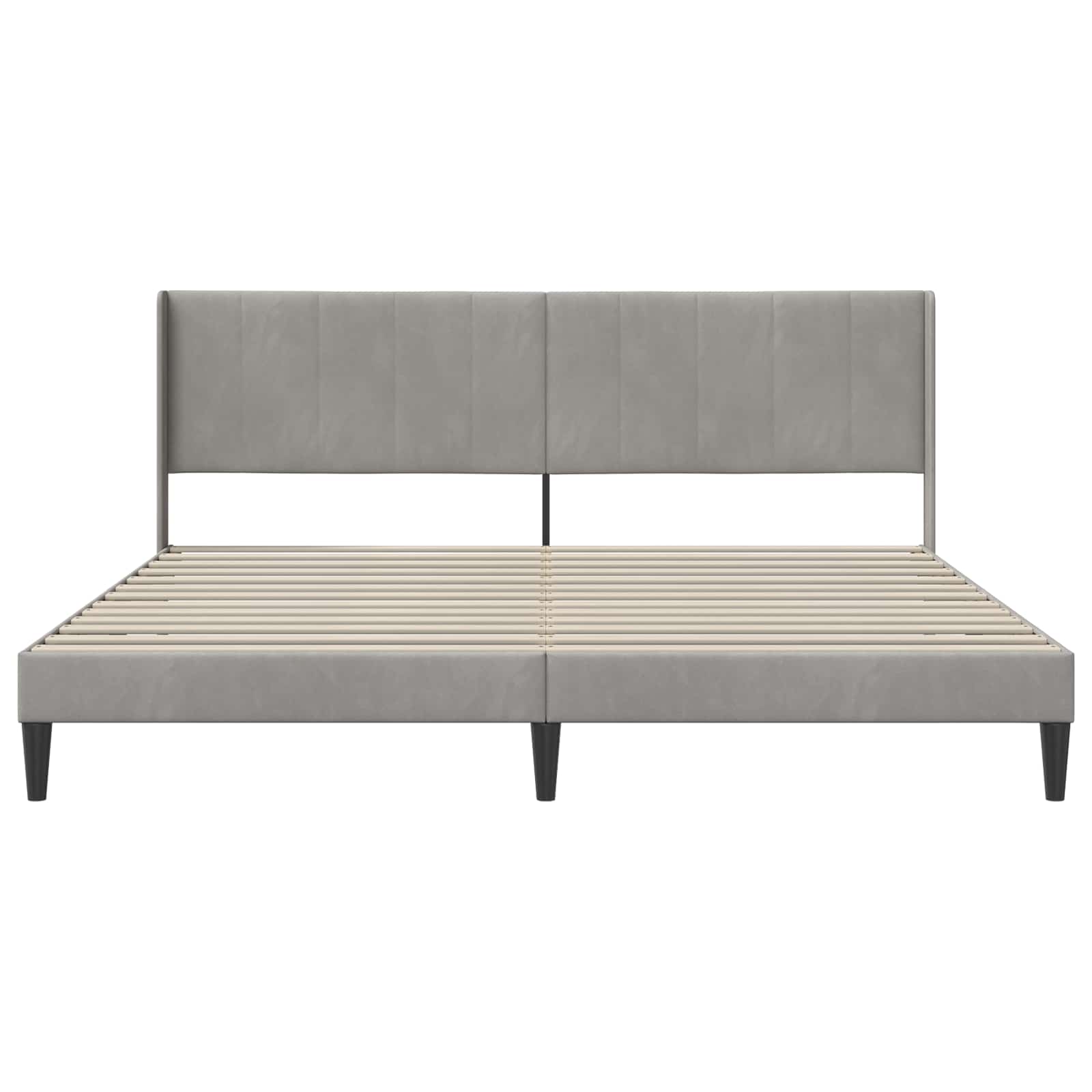 Bedframe met hoofdeinde Lichtgrijs 200 x 200 cm Fluweel