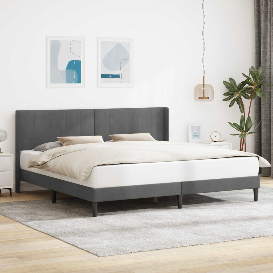 Bedframe met hoofdeinde Donkergrijs 200 x 200 cm Fluweel