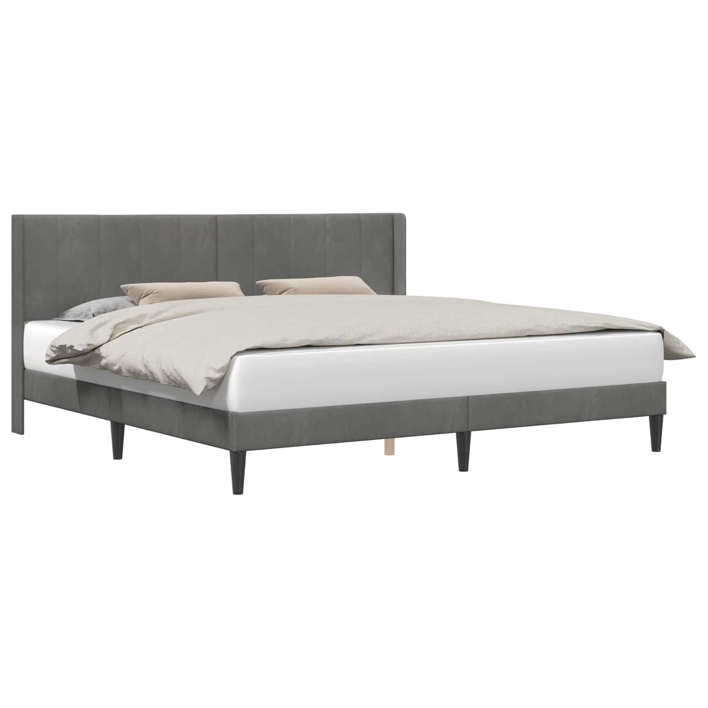 Bedframe met hoofdeinde Donkergrijs 200 x 200 cm Fluweel