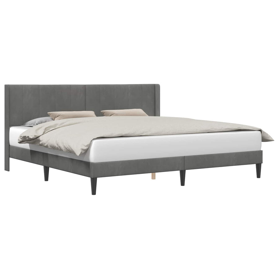 Bedframe met hoofdeinde Donkergrijs 200 x 200 cm Fluweel