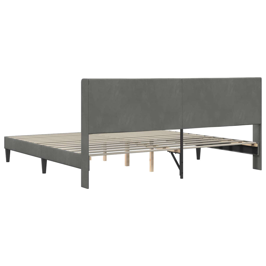 Bedframe met hoofdeinde Donkergrijs 200 x 200 cm Fluweel
