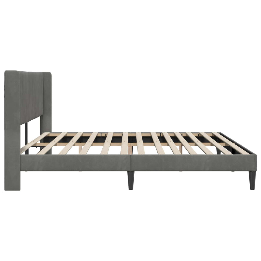 Bedframe met hoofdeinde Donkergrijs 200 x 200 cm Fluweel