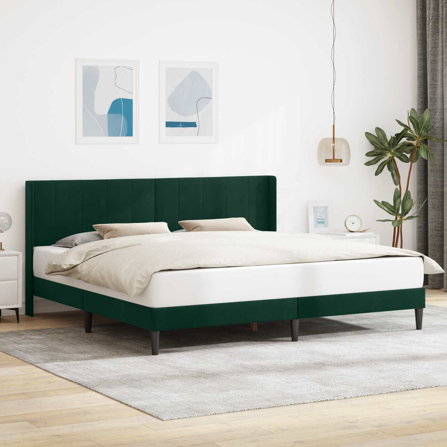 Bedframe met hoofdeinde Donkergroen 200 x 200 cm Fluweel