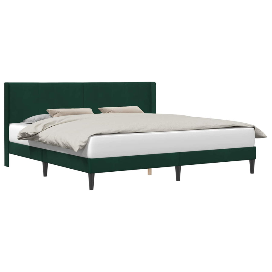 Bedframe met hoofdeinde Donkergroen 200 x 200 cm Fluweel