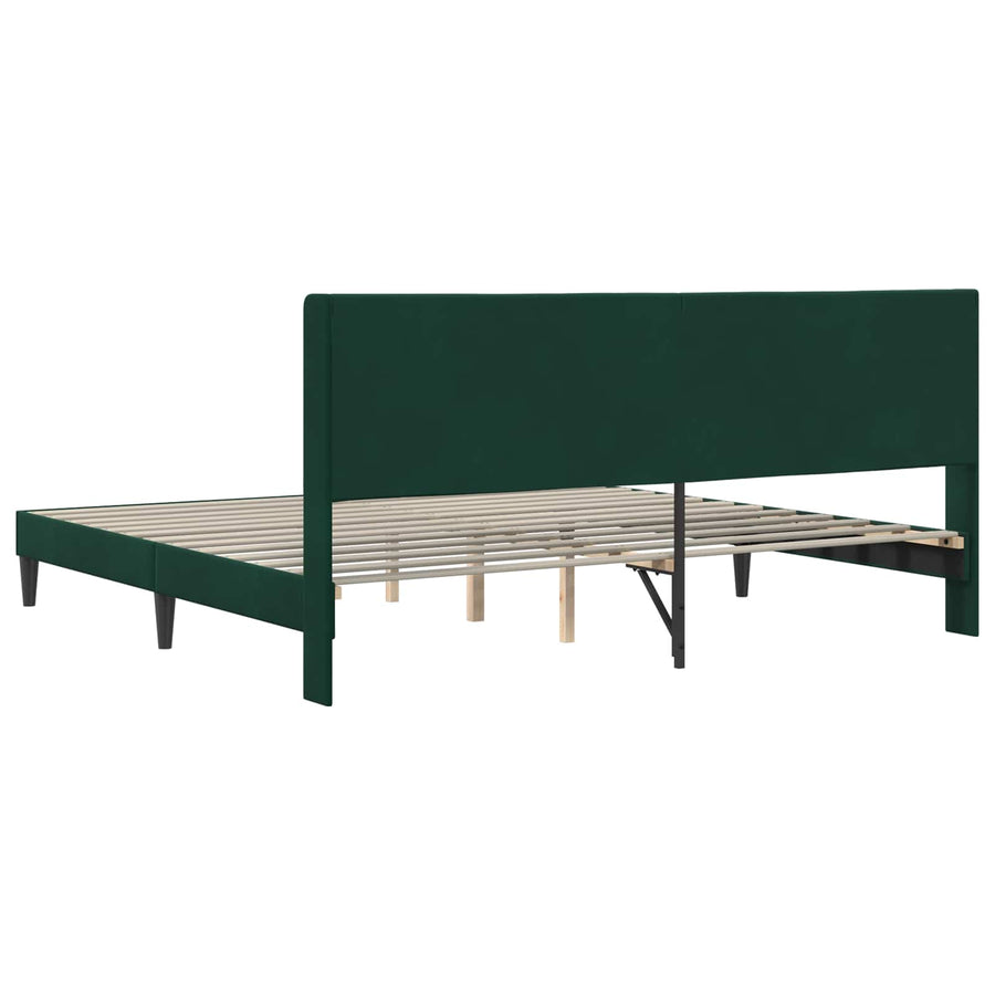 Bedframe met hoofdeinde Donkergroen 200 x 200 cm Fluweel