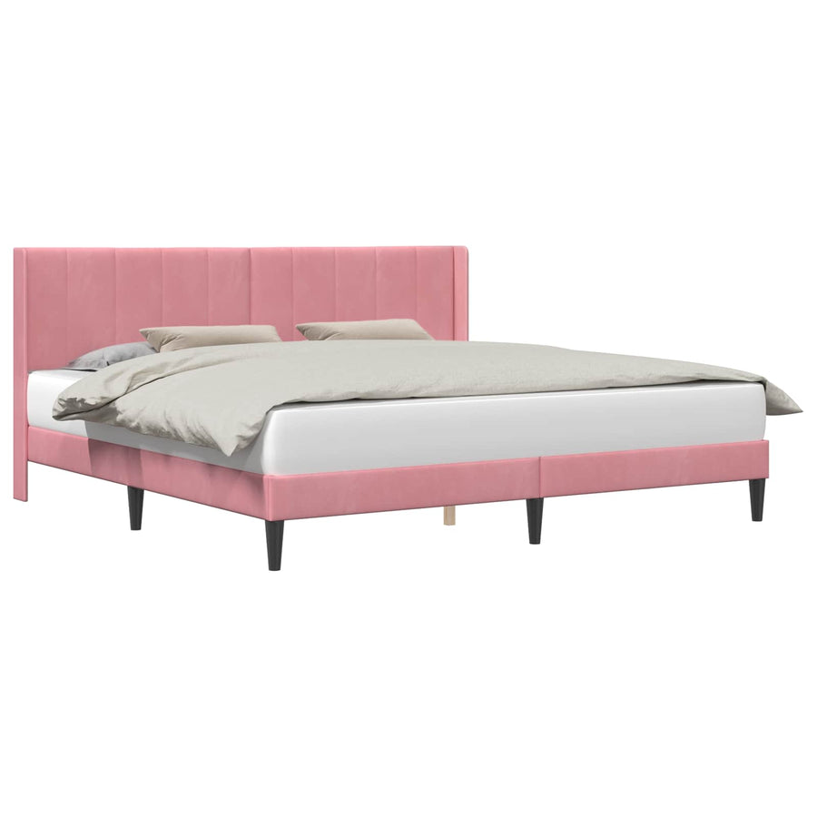 Bedframe met hoofdeinde Roze 200 x 200 cm Fluweel