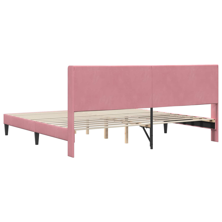 Bedframe met hoofdeinde Roze 200 x 200 cm Fluweel