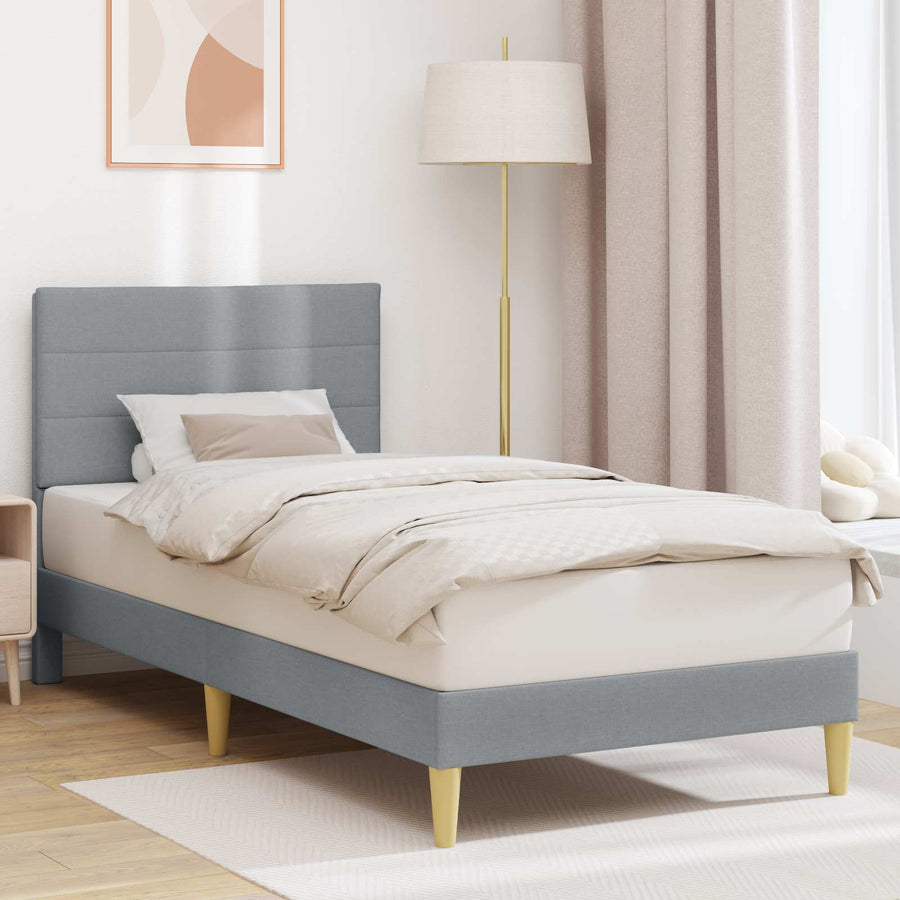 Bedframe met hoofdeinde Lichtgrijs 80 x 200 cm Stof