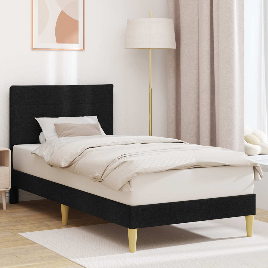 Bedframe met hoofdeinde Zwart 90 x 190 cm Stof
