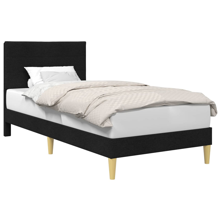 Bedframe met hoofdeinde Zwart 90 x 190 cm Stof