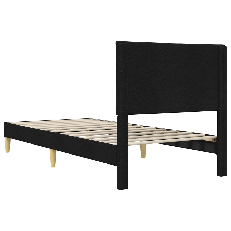 Bedframe met hoofdeinde Zwart 90 x 190 cm Stof