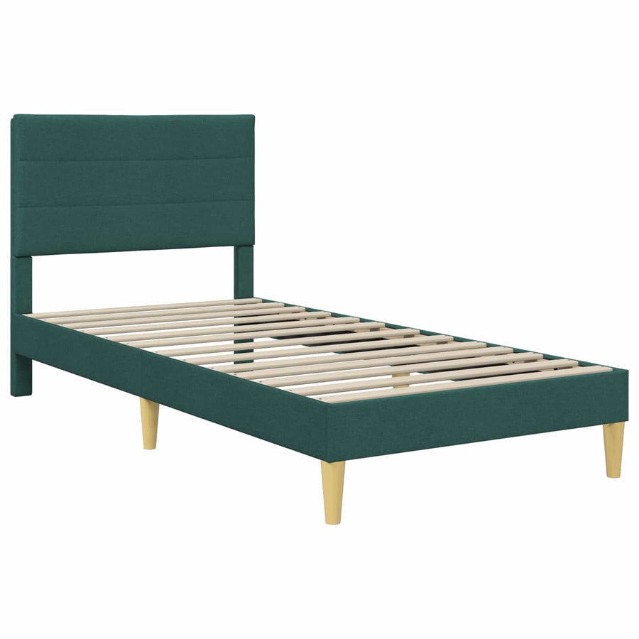 Bedframe met hoofdeinde Donkergroen 90 x 190 cm Stof