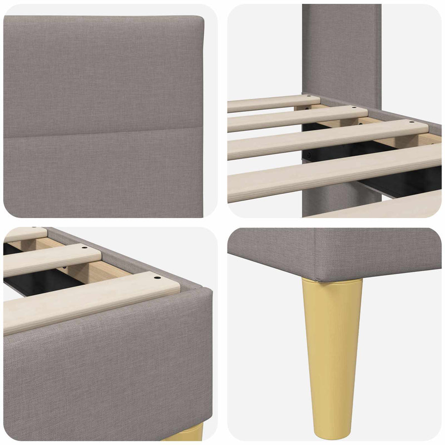 Bedframe met hoofdeinde Taupe 90 x 190 cm Stof