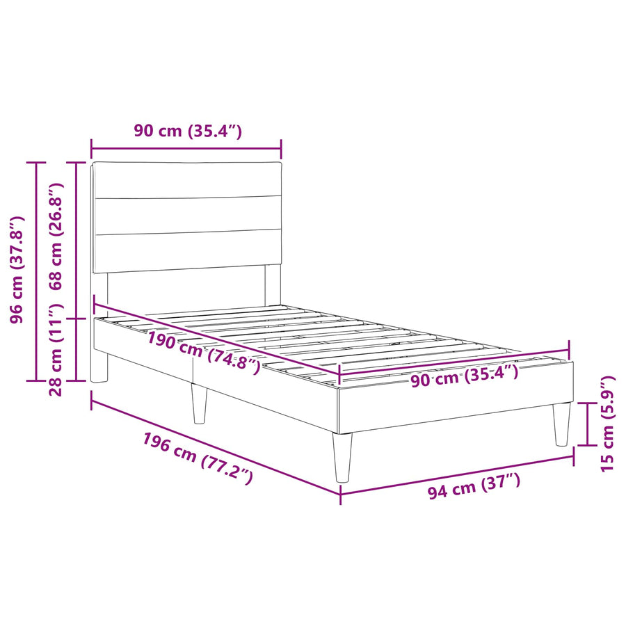 Bedframe met hoofdeinde Taupe 90 x 190 cm Stof