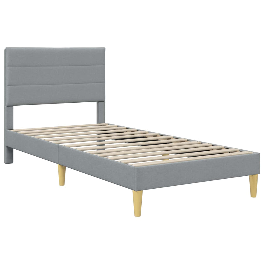 Bedframe met hoofdeinde Lichtgrijs 90 x 200 cm Stof