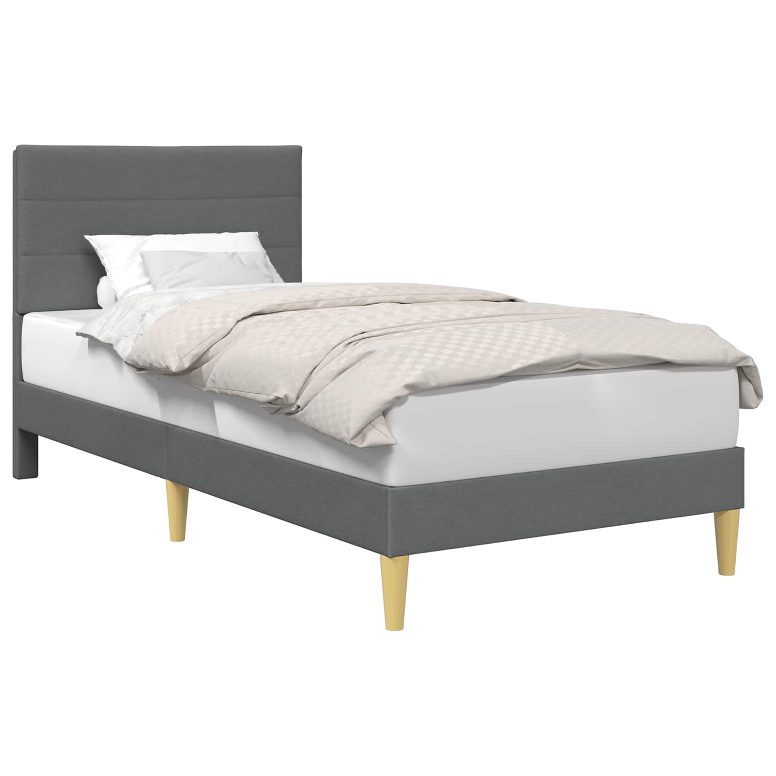 Bedframe met hoofdeinde Donkergrijs 90 x 200 cm Stof
