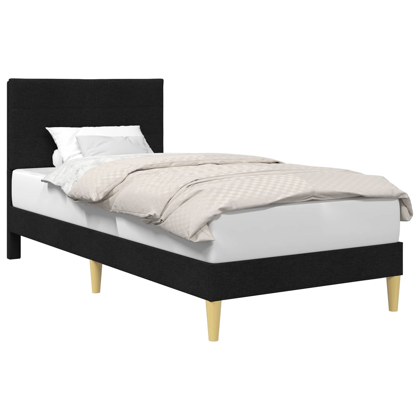 Bedframe met hoofdeinde Zwart 90 x 200 cm Stof
