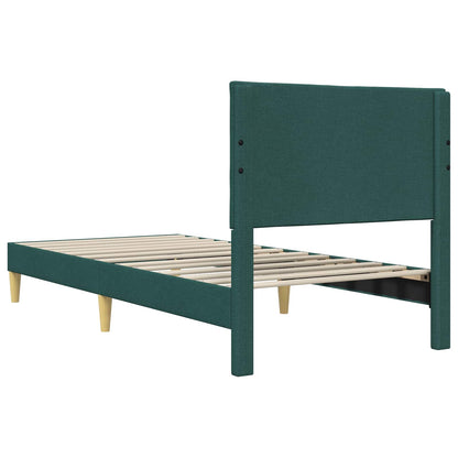 Bedframe met hoofdeinde Donkergroen 90 x 200 cm Stof