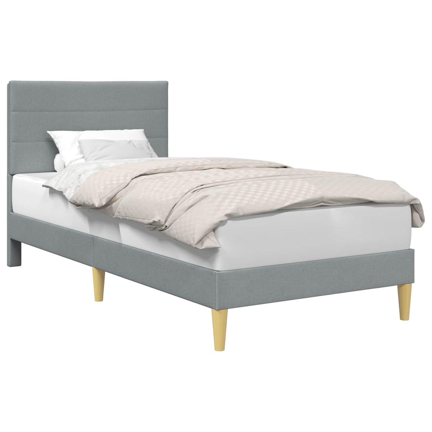 Bedframe met hoofdeinde Lichtgrijs 100 x 200 cm Stof