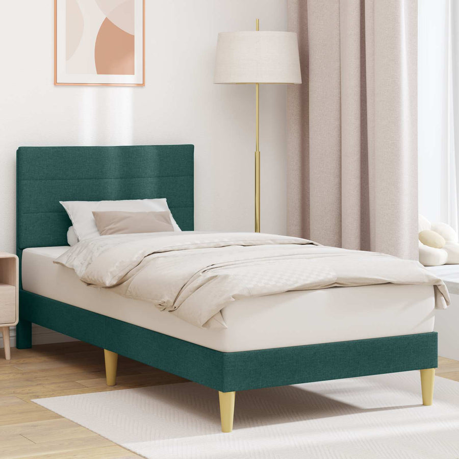 Bedframe met hoofdeinde Donkergroen 100 x 200 cm Stof
