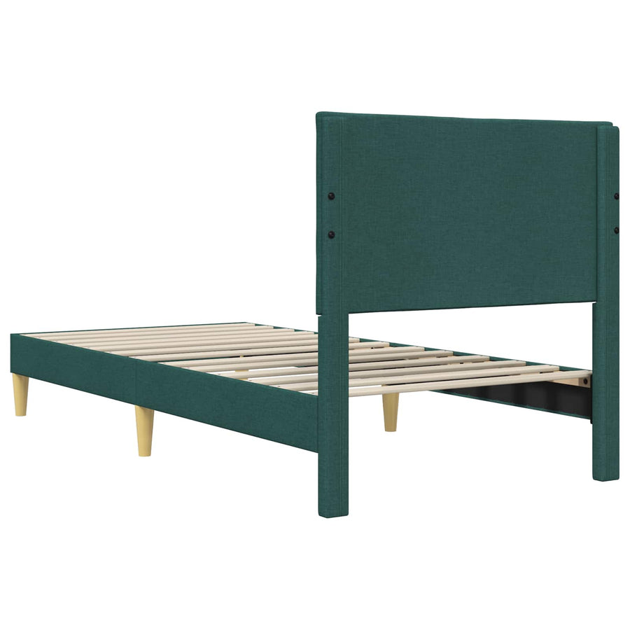 Bedframe met hoofdeinde Donkergroen 100 x 200 cm Stof