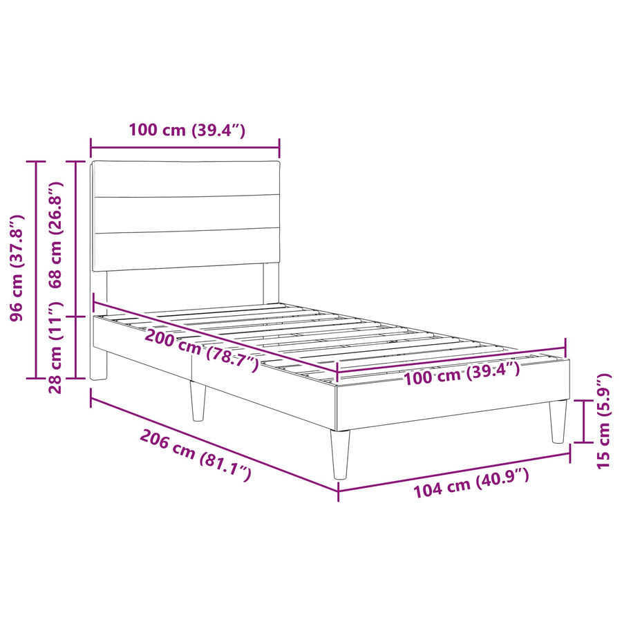 Bedframe met hoofdeinde Donkergroen 100 x 200 cm Stof