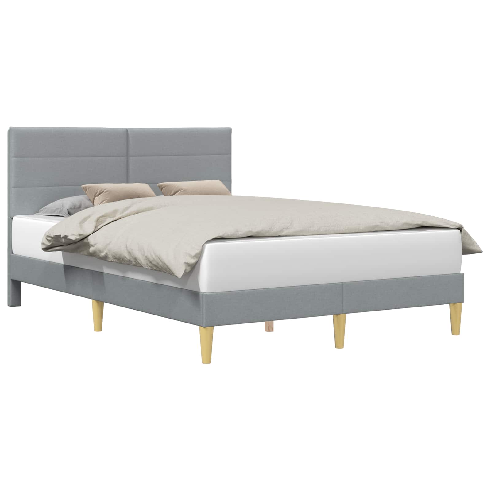 Bedframe met hoofdeinde Lichtgrijs 120 x 190 cm Stof