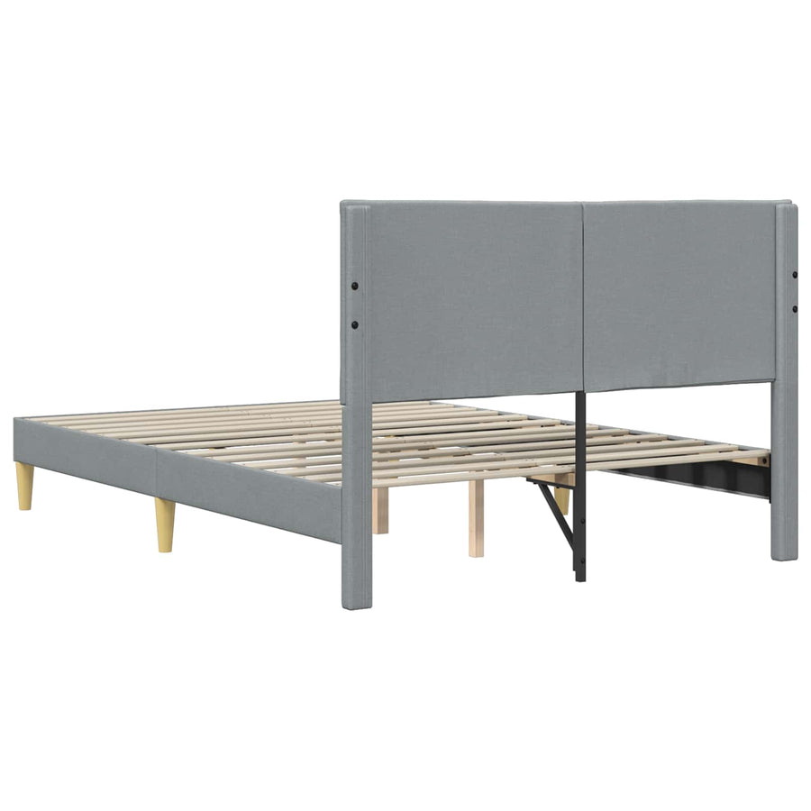 Bedframe met hoofdeinde Lichtgrijs 140 x 190 cm Stof