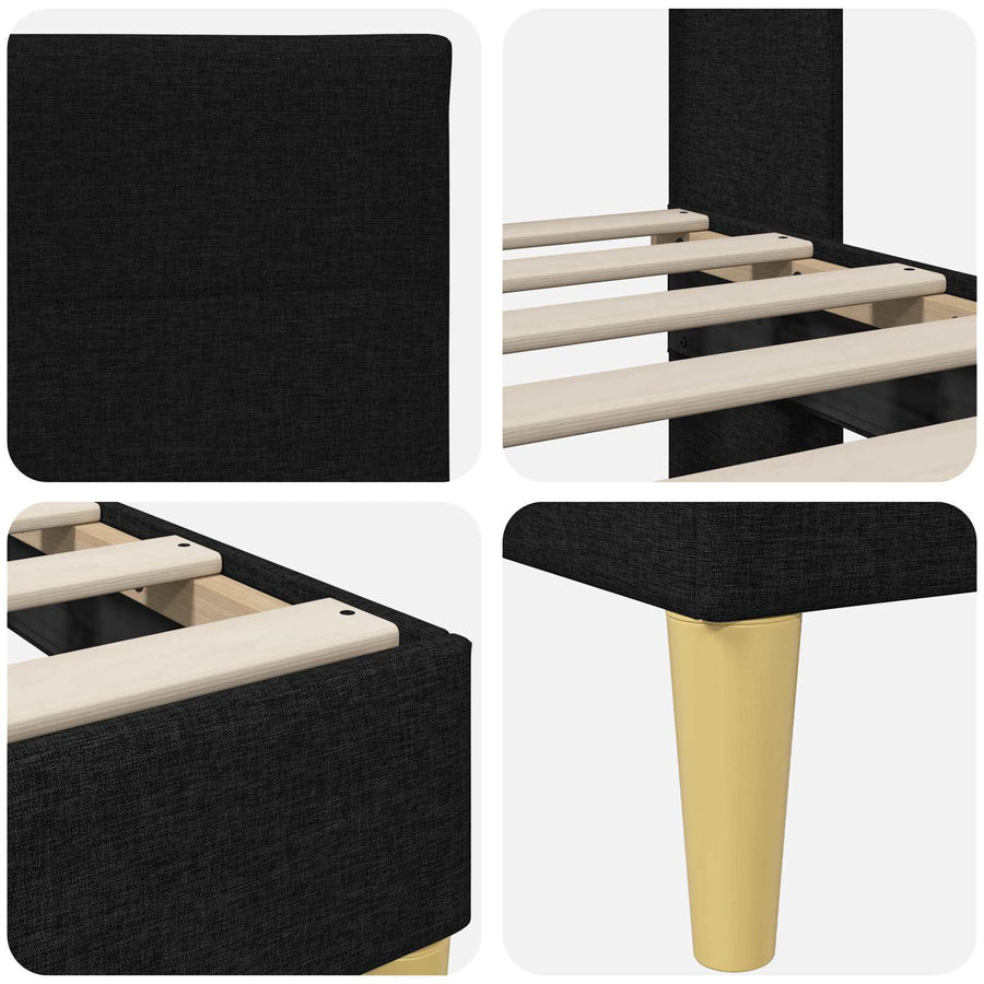 Bedframe met hoofdeinde Zwart 140 x 190 cm Stof