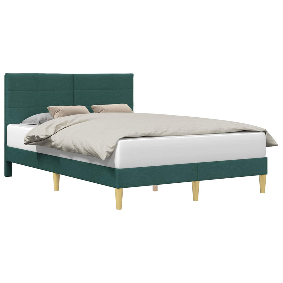 Bedframe met hoofdeinde Donkergroen 140 x 190 cm Stof