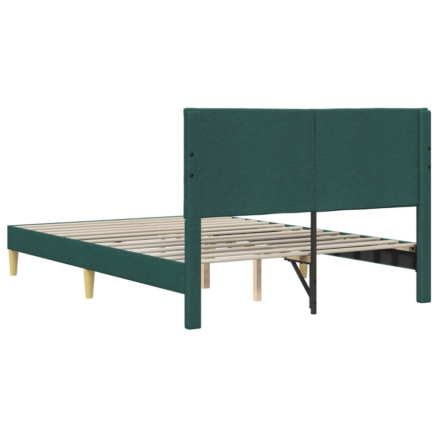 Bedframe met hoofdeinde Donkergroen 140 x 190 cm Stof
