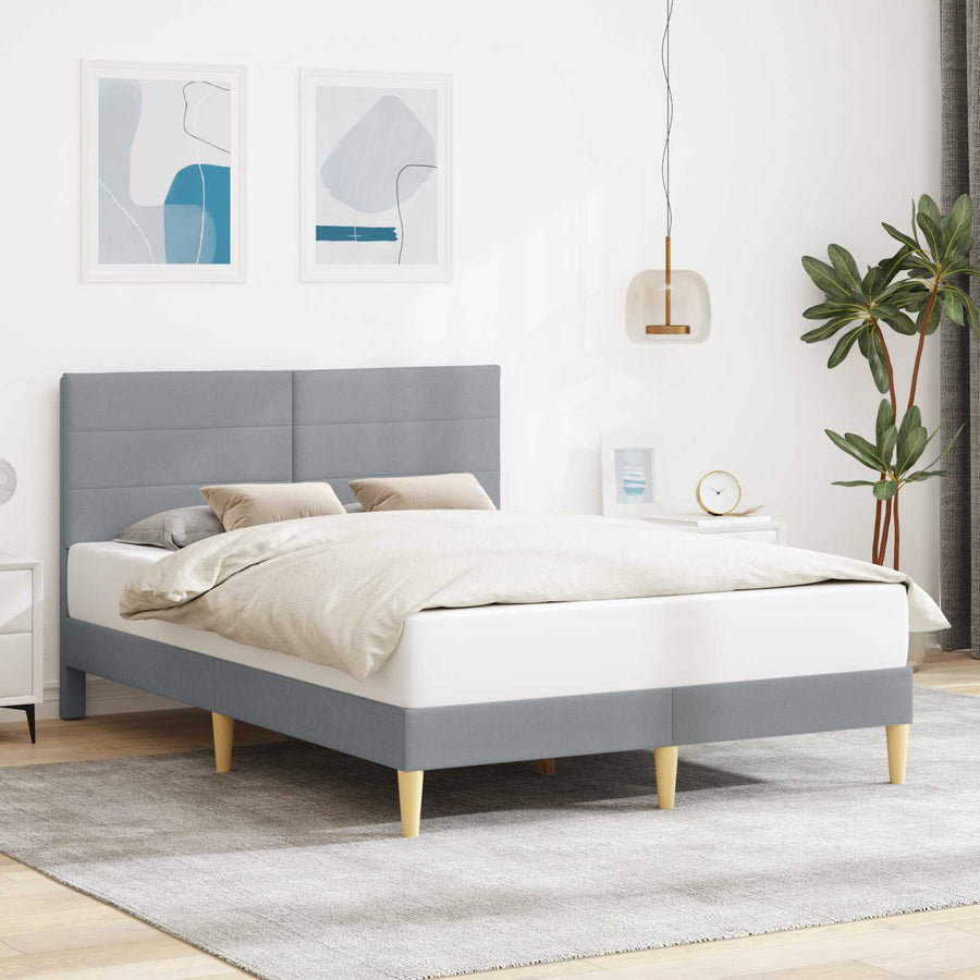 Bedframe met hoofdeinde Lichtgrijs 140 x 200 cm Stof