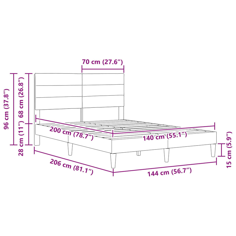 Bedframe met hoofdeinde Zwart 140 x 200 cm Stof